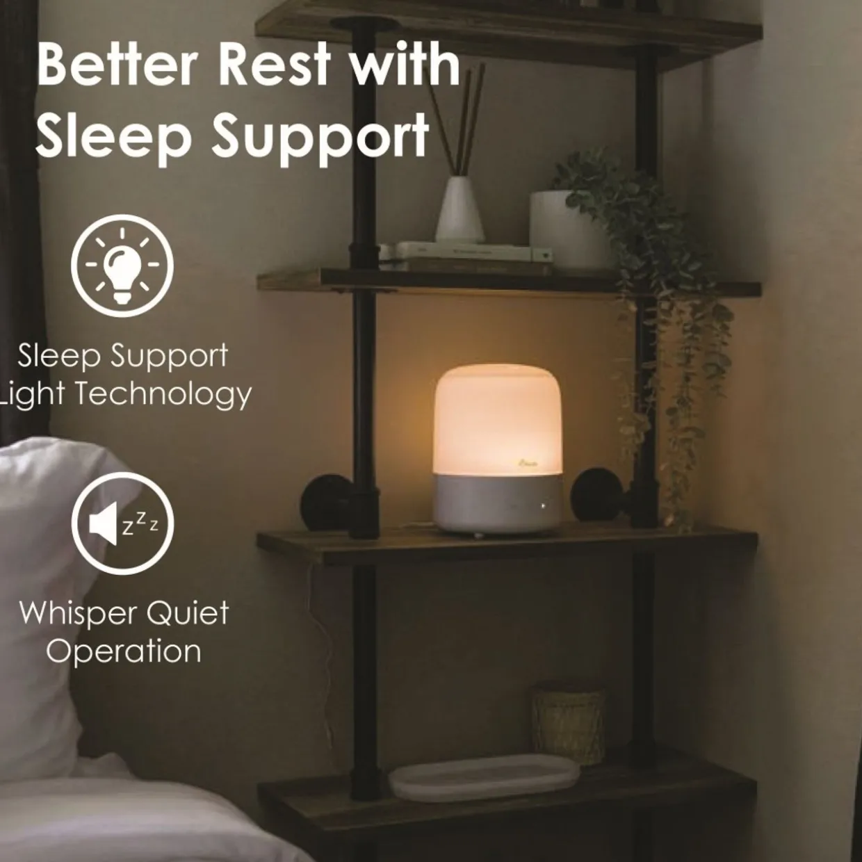 Crane 3 in 1 Cool Mist Humidifier, Aroma Diffuser & Sleep Support Light – 1.9L