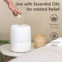 Crane 3 in 1 Cool Mist Humidifier, Aroma Diffuser & Sleep Support Light – 1.9L