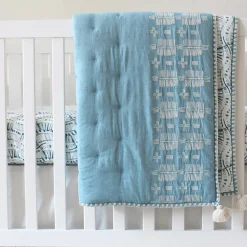 Crane Baby Reversible Cot Quilt - Caspian - Clearance
