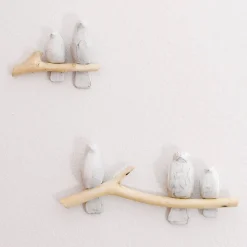 Crane Baby Wooden Perch Wall Decor - 2pc