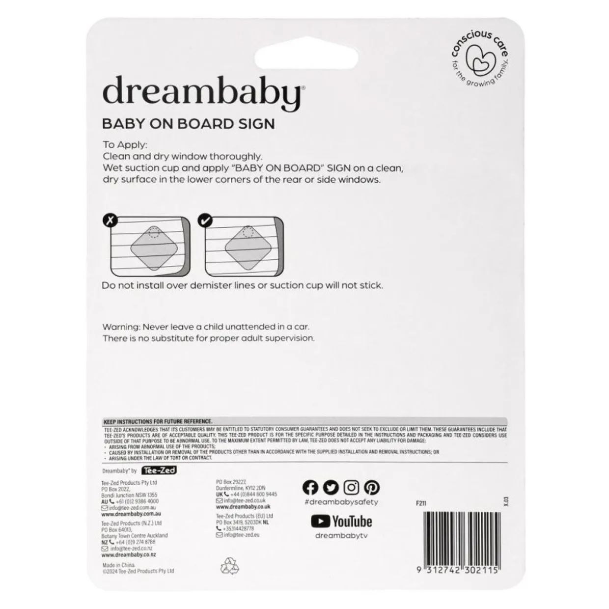 Dreambaby Baby On Board Sign - Yellow