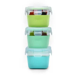 Melii Glass Containers with Silicone Sleeve 3 Pack