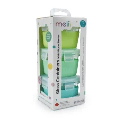 Melii Glass Containers with Silicone Sleeve 3 Pack