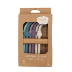 Melii Silicone Luxe Animal Straws with Cleaning Brush