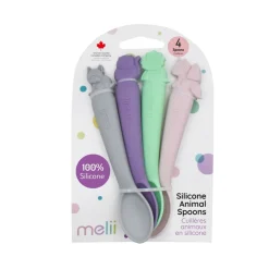 Melii Silicone Spoons 4 Piece Animal Set