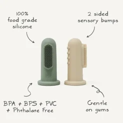 Mushie Silicone Finger Toothbrush 2pk