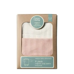 Nature Baby Organic Cotton Derby Rib Bodysuit - 2 pack