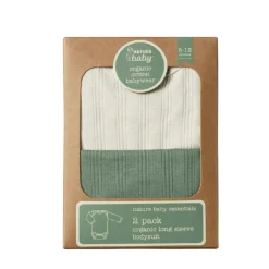 Nature Baby Organic Cotton Derby Rib Bodysuit - 2 pack