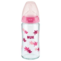 NUK First Choice Glass Bottle Wide Neck Pink