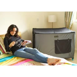SnoozeShade Air-Permeable Travel Cot Blackout Cover