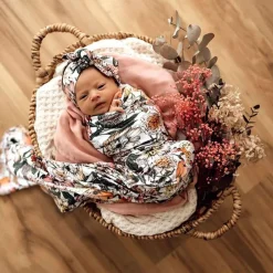 Snuggle Hunny Baby Jersey Wrap & Topknot Set