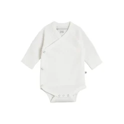 The Sleep Store Organic Cotton Pointelle Kimono Long Sleeve Bodysuit