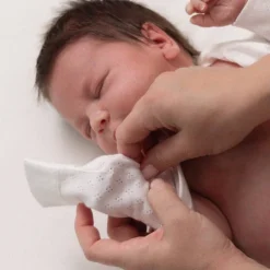 The Sleep Store Organic Cotton Pointelle Kimono Long Sleeve Bodysuit