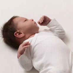 The Sleep Store Organic Cotton Pointelle Kimono Long Sleeve Bodysuit