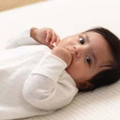 The Sleep Store Organic Cotton Pointelle Footed Zipsuit