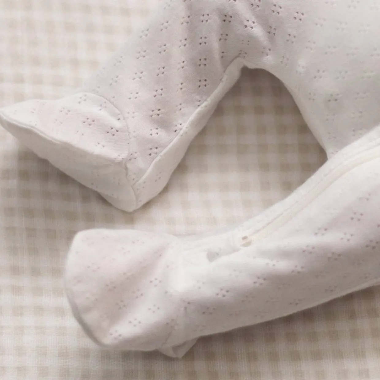 The Sleep Store Organic Cotton Pointelle Footed Zipsuit