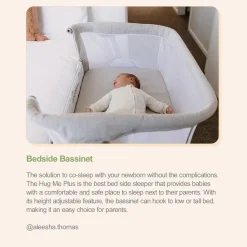 Unilove Hug Me Plus Airflow 3-in-1 Bedside Bassinet with Mosquito Net