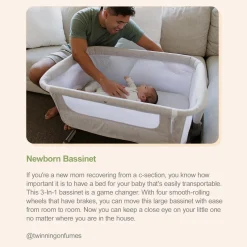 Unilove Hug Me Plus Airflow 3-in-1 Bedside Bassinet with Mosquito Net