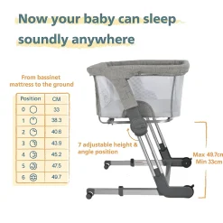 Unilove Hug Me Plus Airflow 3-in-1 Bedside Bassinet with Mosquito Net