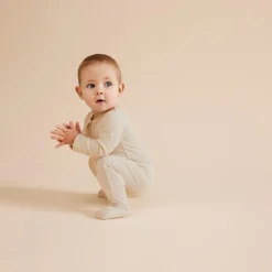 Wilson & Frenchy Organic Stripe Rib Zipsuit with Feet