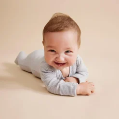 Wilson & Frenchy Organic Stripe Rib Zipsuit with Feet