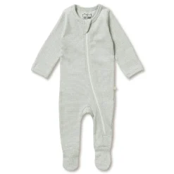 Wilson & Frenchy Organic Stripe Rib Zipsuit with Feet