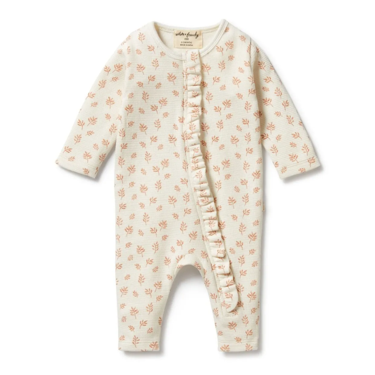 Wilson & Frenchy Organic Waffle Ruffle Zipsuit