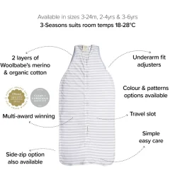 Woolbabe 3 Seasons Front Zip Sleeping Bag