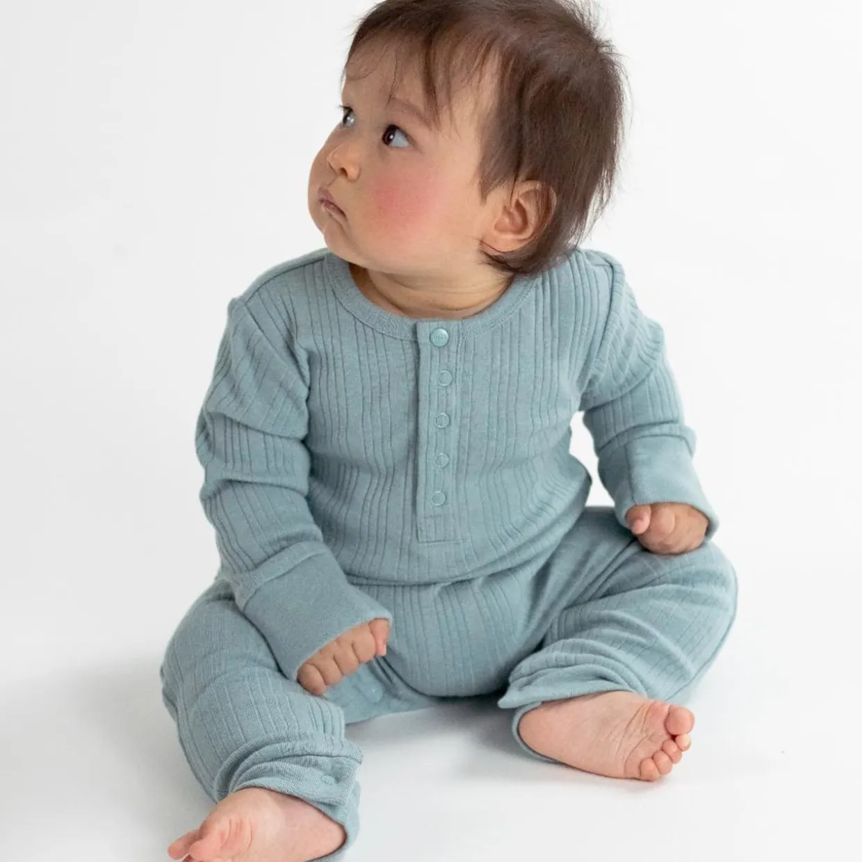 Woolbabe Merino/Organic Cotton Long Sleeve Henley Suit - Daydream Collection