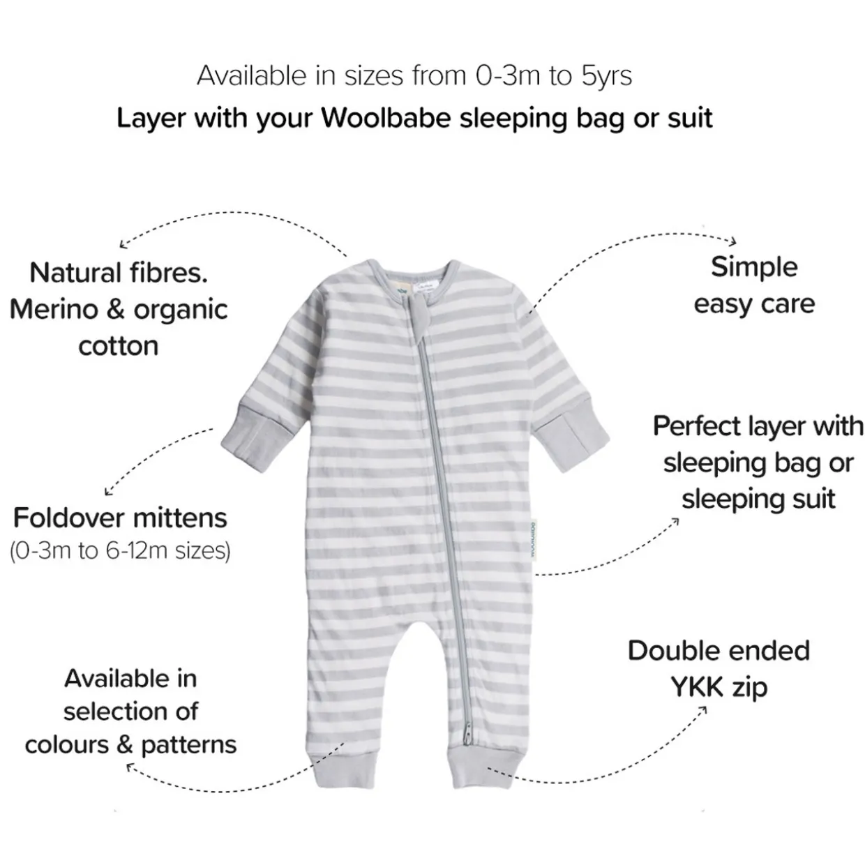 Woolbabe Merino/Organic Cotton PJ Suit