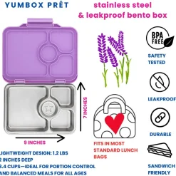 Yumbox Pret Stainless Steel 4 Compartment Bento Lunchbox